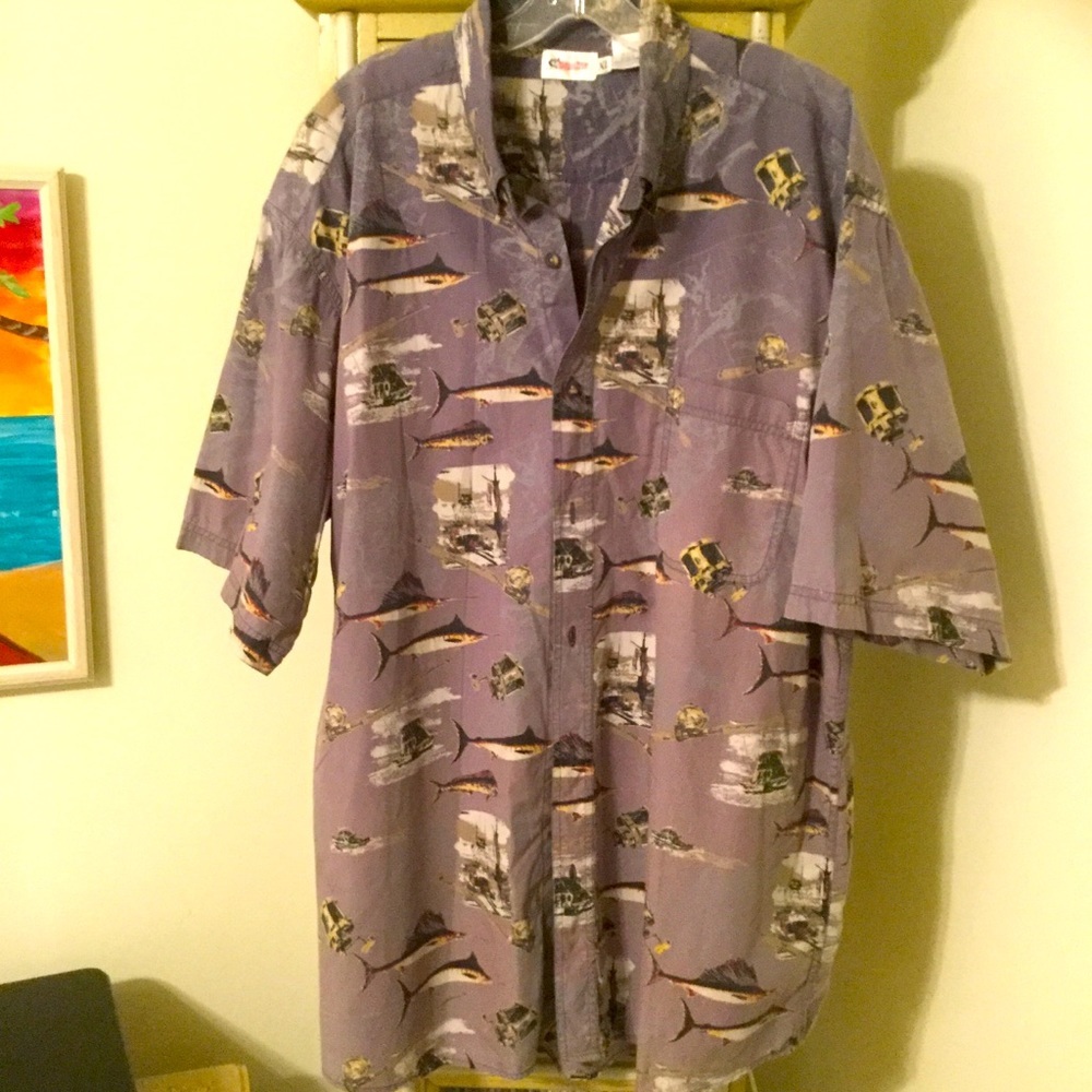 Sharks! Fishing Hawaiian XL long/tall Men’s cotton